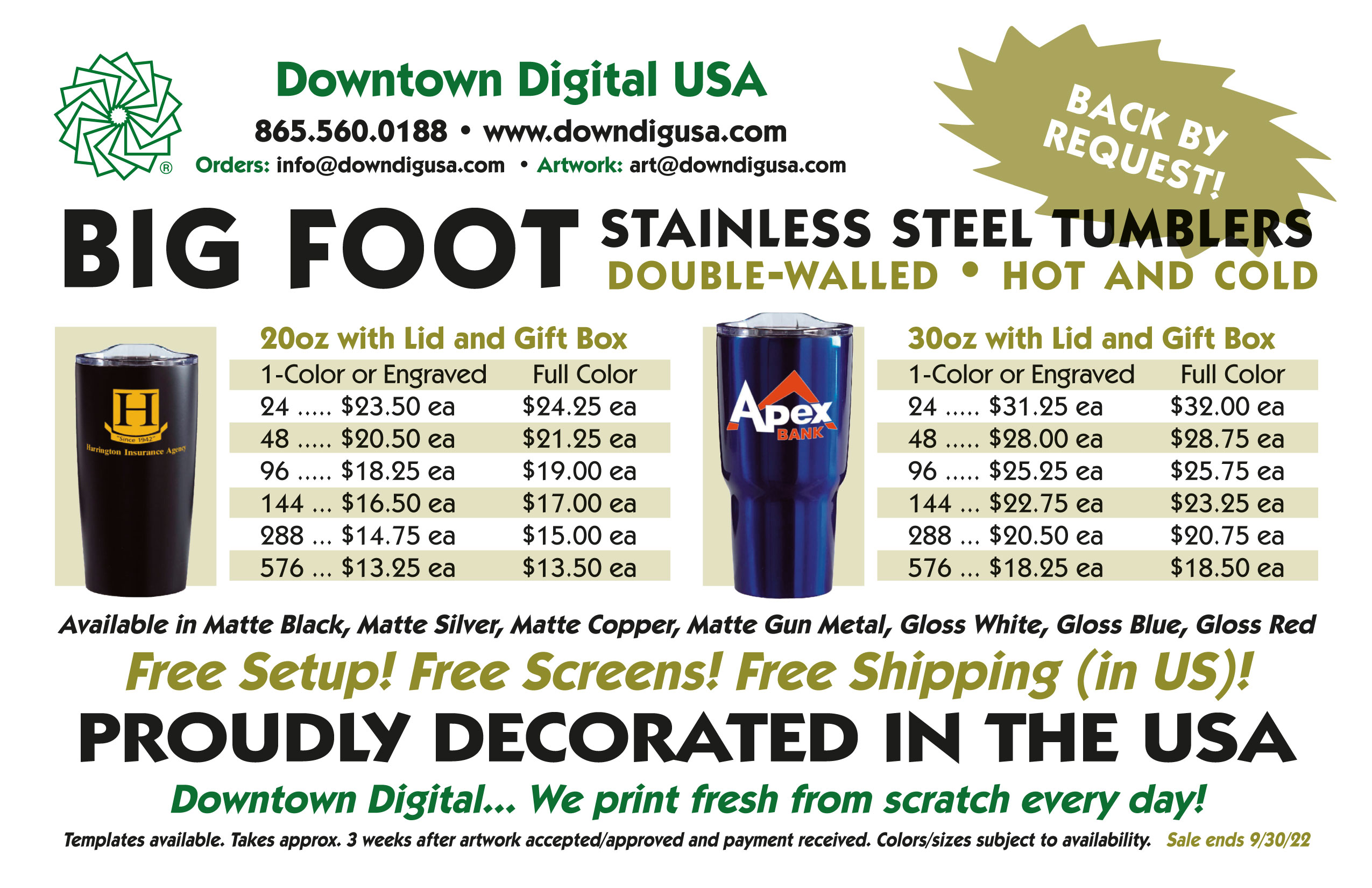 Downtown Digital Tumbler Sale